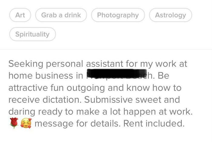 This Guy Is Looking For A Sweet Submissive “Personal Assistant” On A Dating Site. Rent Is Included. What A Deal Ladies! You Can Be His Work *and* Sex Slave All For Free Rent.