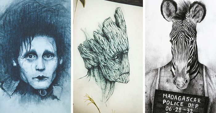 A Collection Of Pencil Drawings I Made Of Some Famous Movie Characters, Sculptures And Skulls (24 Pics)