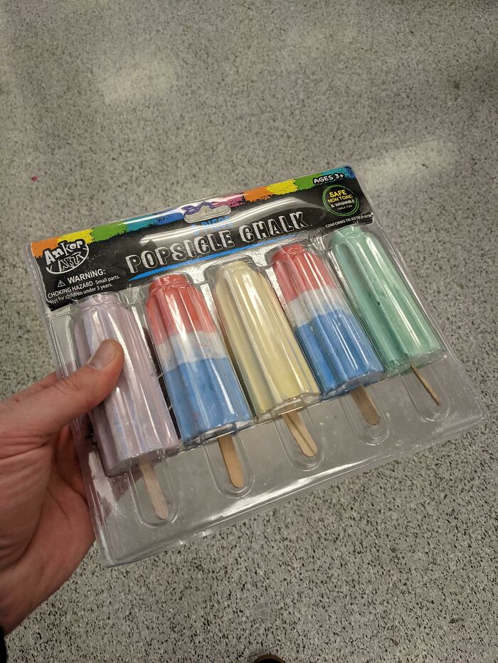 Chalk With A Popsicle Color, Shape, And Even Wood Handle. What Could Go Wrong Giving These To Kids?