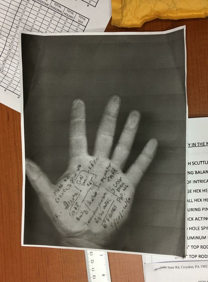 My Boss Writes Notes On His Hand And Photocopies It For Later