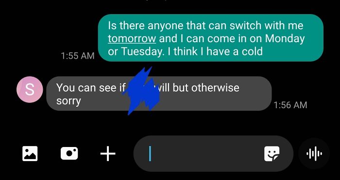 Someone At My Job Tested Positive For Covid, I Just Contracted A Cold. This Is How My Manager Responds To Asking For Sick Time Off