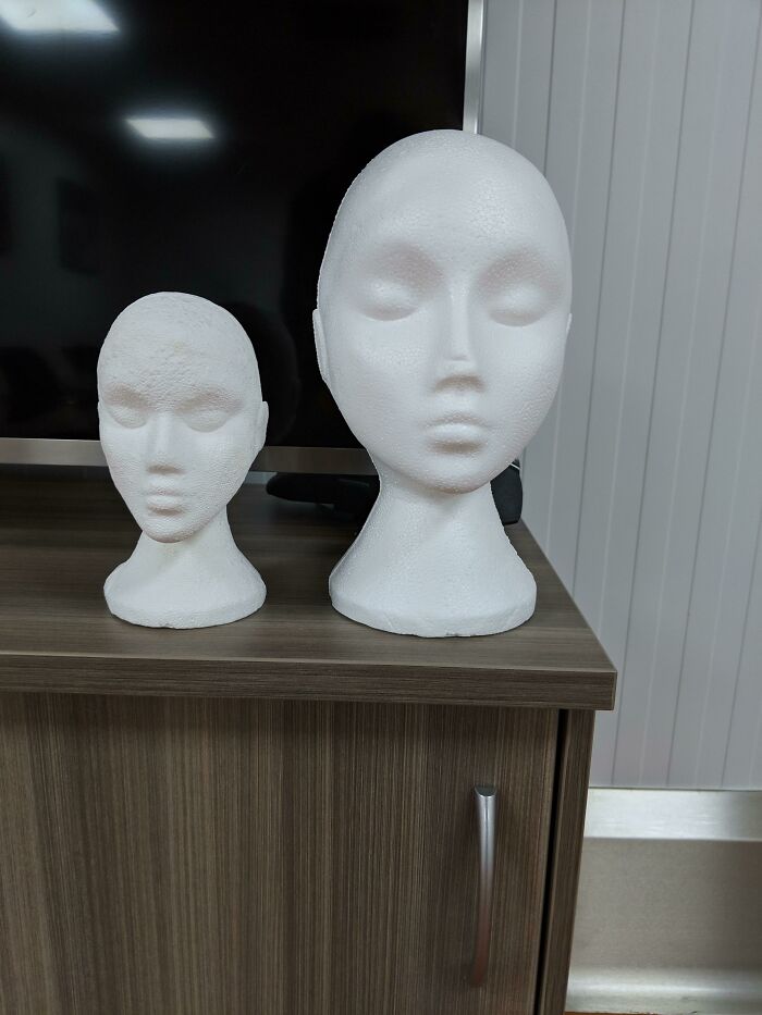 Mannequin Heads. One Normal. One Exposed To 6000 Bar Of Pressure