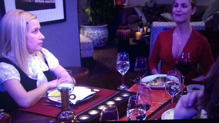 In The Office Episode “Dinner Party” Angela Covers Her Meat With A Napkin Because She Is A Vegetarian