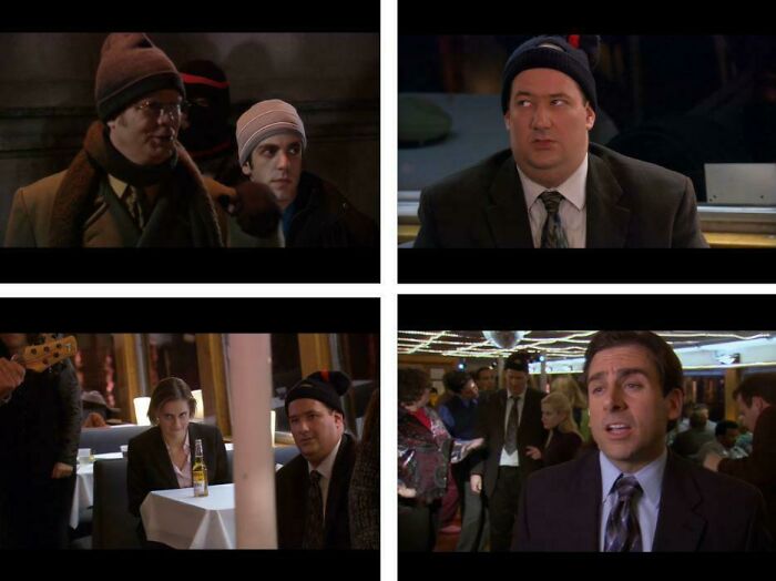 In The "Booze Cruise" Episode Of The Office, Michael Instructs Everyone To Bring A Swimsuit, A Toothbrush, Rubber-Soled Shoes And A Ski-Mask. Kevin Malone Can Be Seen Multiple Times As The Only Employee Who Actually Wore A Ski Mask