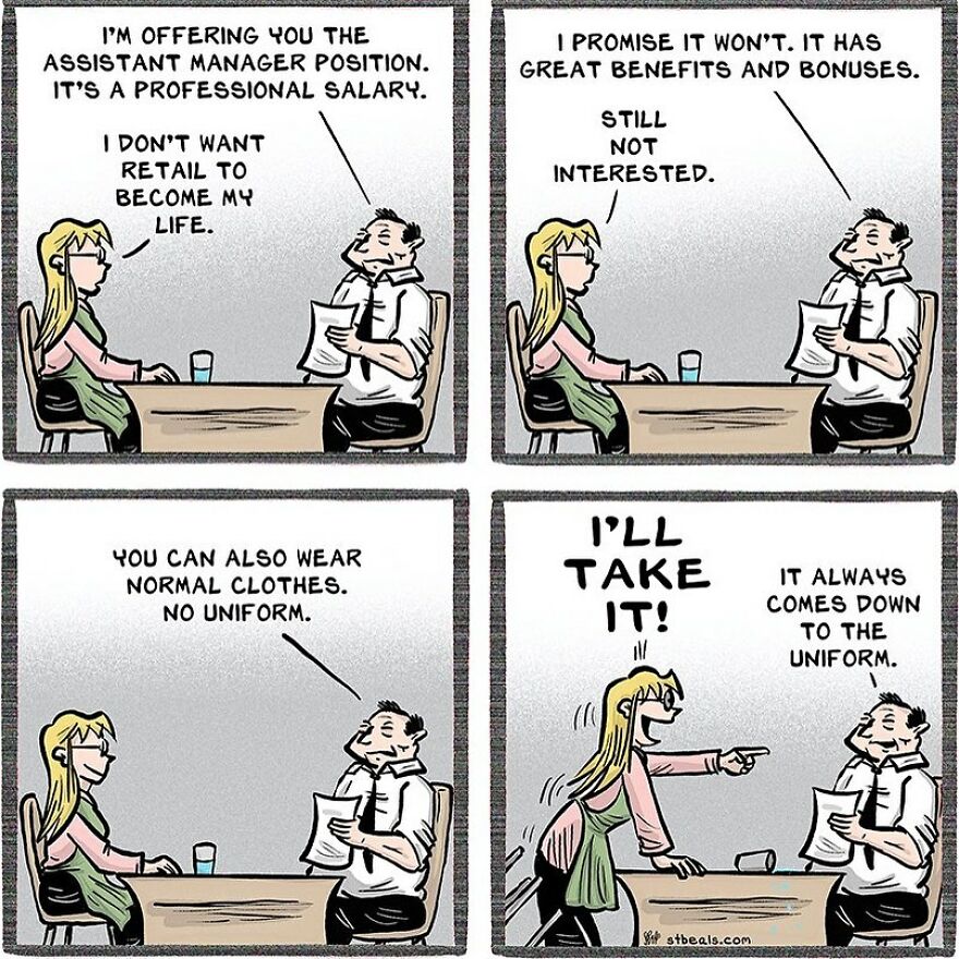 Artist’s New Funny Comics That Focus Attention On Everyday Conversations And A Job In Retail