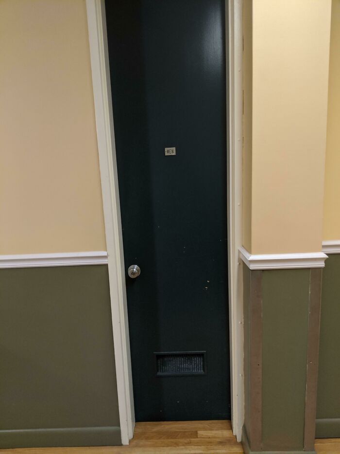 Men's Room Door At A Local Hospital. I Had To Turn Sideways To Get In, I Am Not A Large Man