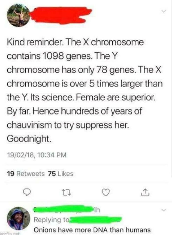 Kind Reminder: Having Genes Doesn’t Make You Better. You Can Have 1938382992 Genes That Suck Or Don’t Do Shit At All. And At The End, What Shapes Us As Men Or Women Are The Hormones