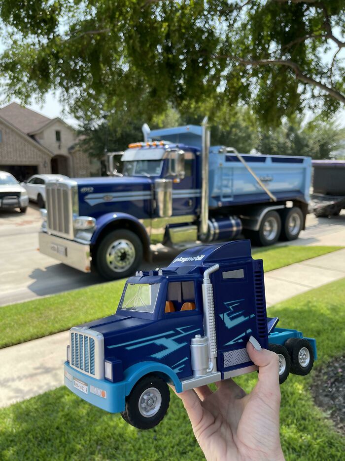 A Truck That Looks Similar To My Son’s Toy Just Pulled Up In Front Of Our House 