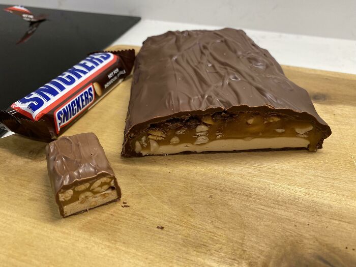 Homemade XL Snickers Bar vs. Casual Snickers Bar