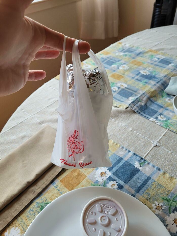 This Tinier Than Usual Bag For My Breakfast Burrito, Hand For Scale