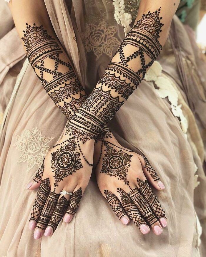 Stunning And Absolutely Symmetrical Henna Wedding Design.