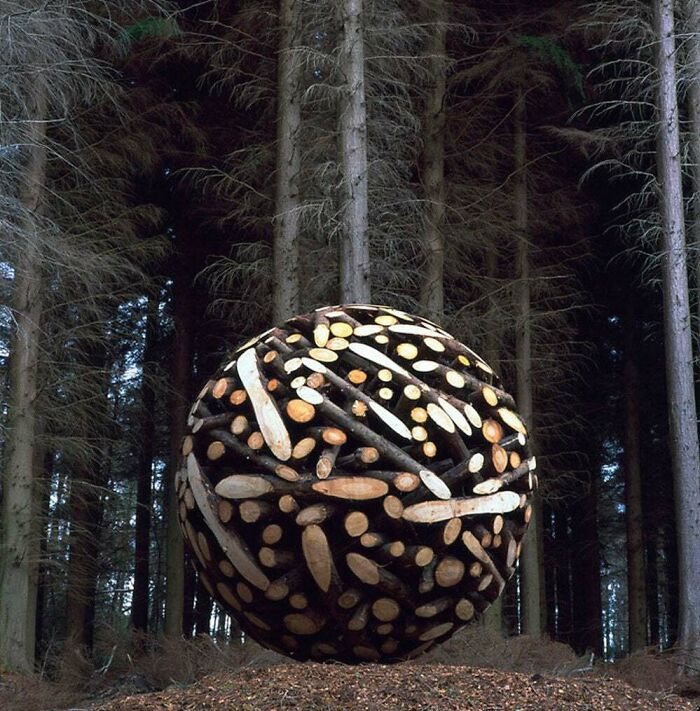 Perfectly Cut Logs To Make A Sphere.