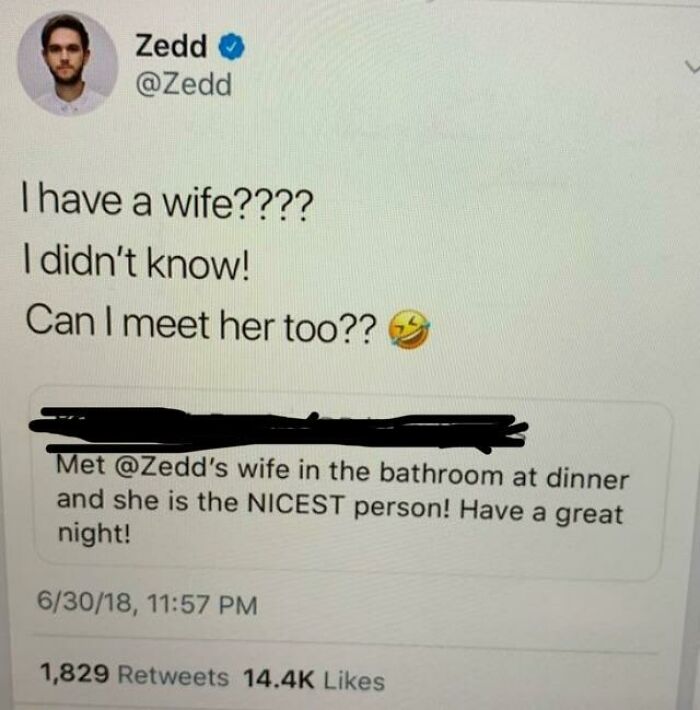 She Met Zedd’s “Wife” In The Bathroom. Gets Called Out Directly