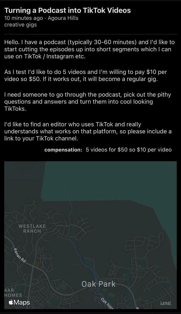Dude Wants To Hire Someone To Watch An Hour-Long Podcast To Then Edit The Best Bits Into Videos For Their Tiktok Channel. For $10. Then Do It 4 More Times. But Only If You’re Also A Successful Tiktok User