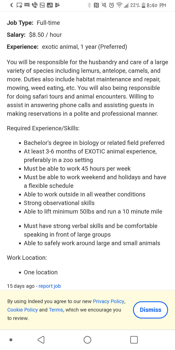 An Employer With An Insane List Of Requirements For A Strenuous And Dangerous Job... That Only Pays $8.50 An Hour