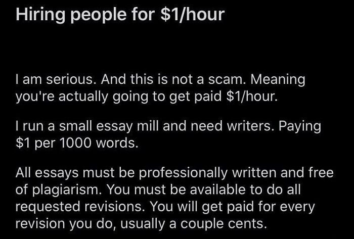 Kind Redditor Offering A Job... And What A Deal It Is!