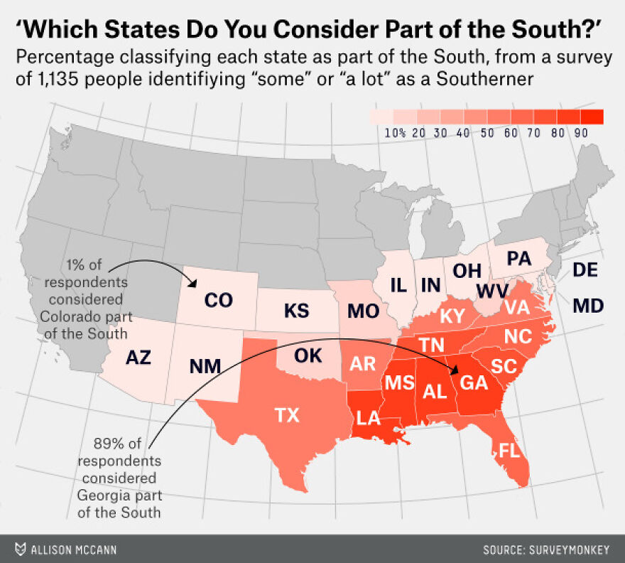 The South — According To Self-Identified Southerners