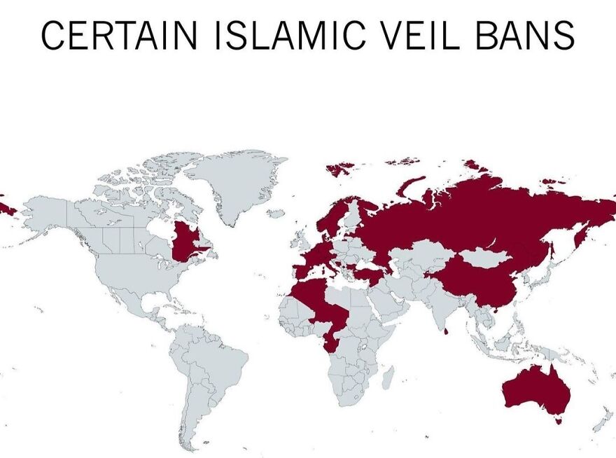 Countries/Regions That Have Imposed National/Regional Bans On Wearing Of Certain Islamic Veils
