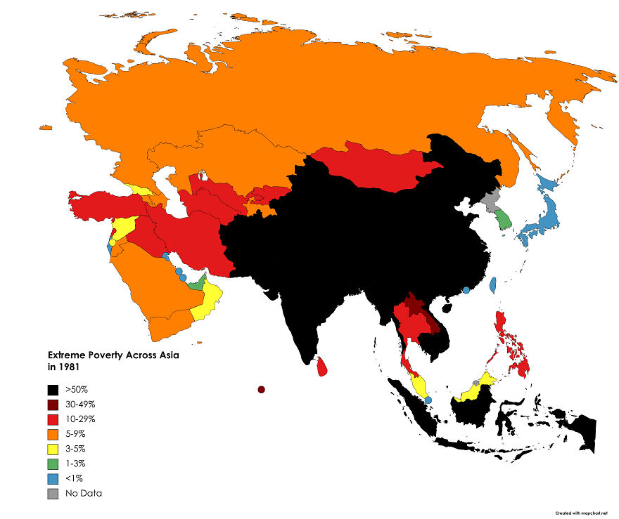 Asia's Quest To Eradicating Extreme Poverty: 1981 vs. 2019