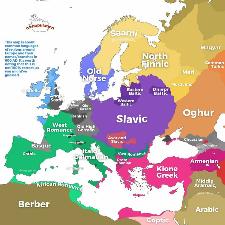 This Is A Really Fascinating Map. Languages Of Europe Around 600 Ad