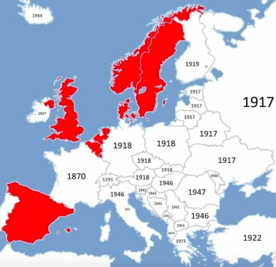 Abolition Of Monarchy In Europe (Red: Monarchy Still Exists)