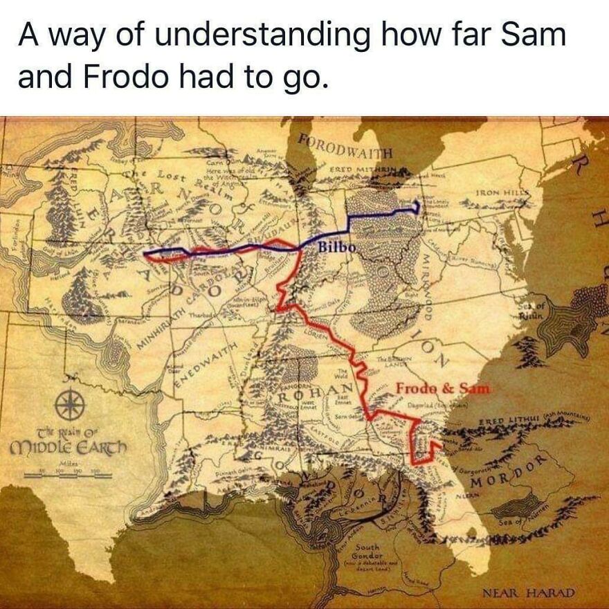 Distances Of Lord Of The Rings Travels