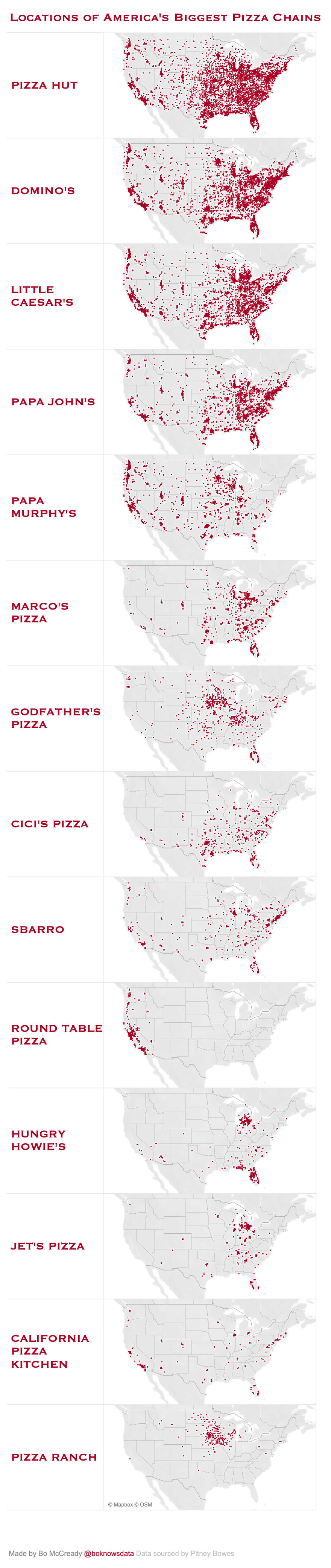 Locations Of America's Biggest Pizza Chains