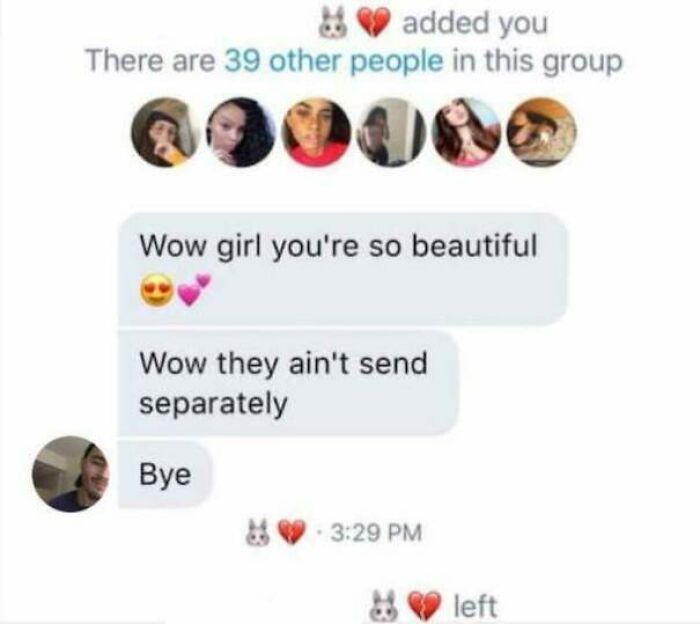 Wow You So Beautiful. Wow Message Didn't Send Separately. Wow Leave Group