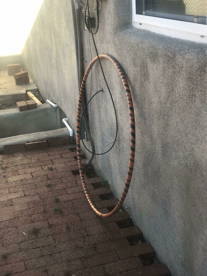 The Cable Guy Installed The Cable Through Our Hula Hoop That We Left Out