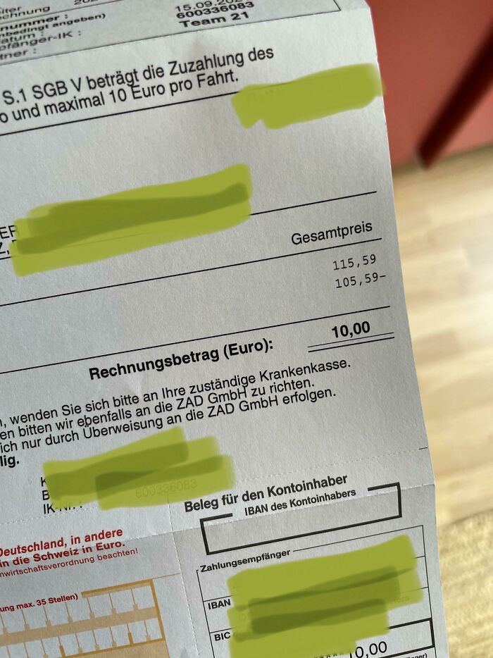 This Is How Much An Emergency Ambulance Ride Ended Up Costing Me In Germany (10.00€)
