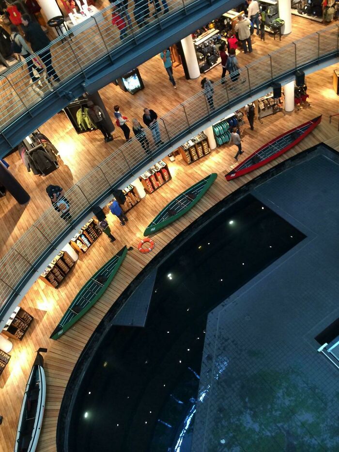 The Germany Outdoors Store Has A Pool In The Basement Where You Can Try Out Canoes