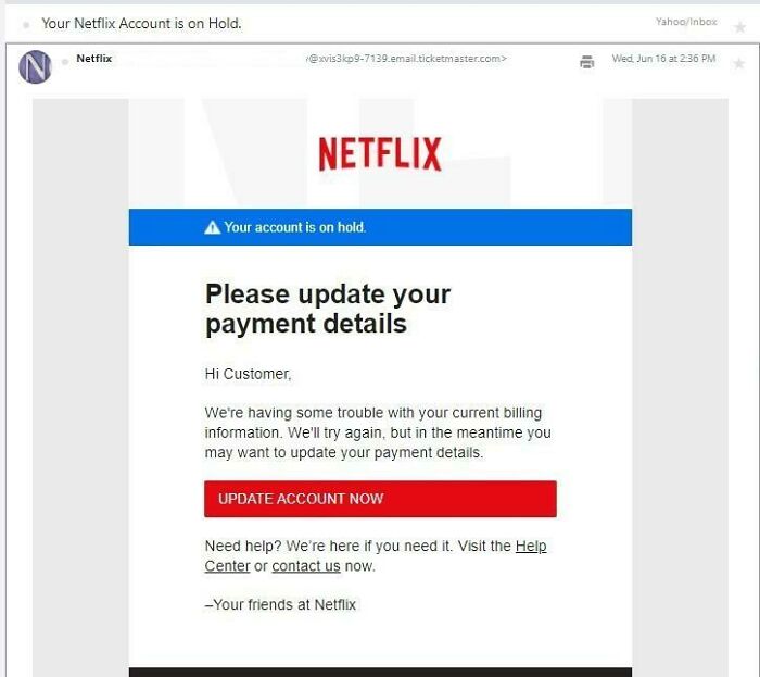 Very Legit Looking 'Netflix' Phishing Scam