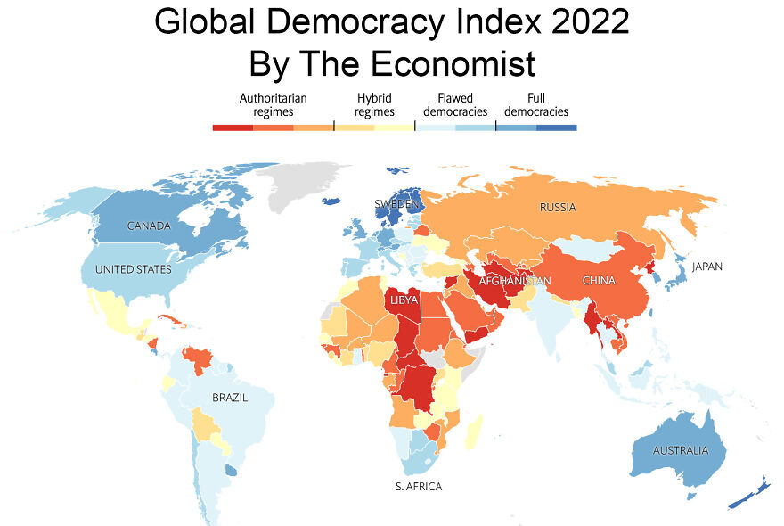 Global Democracy Index 2022 By The Economist