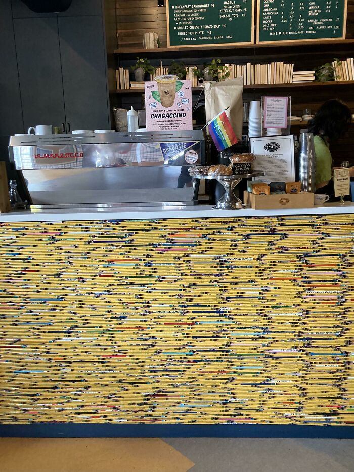 University Coffee Shop Used Pencils Instead Of Tile At Counter