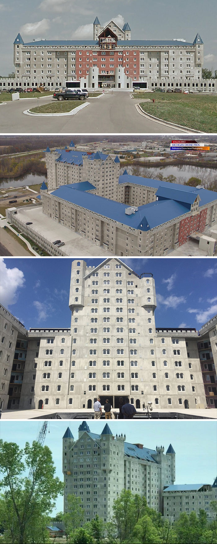 The Grand Castle Apartment Building In Grandville Michigan. Contains 520 Units, And A Design Based Off Of Neuschwanstein Castle. It Is The Second Largest Castle Structure In The World. More Details In Comments