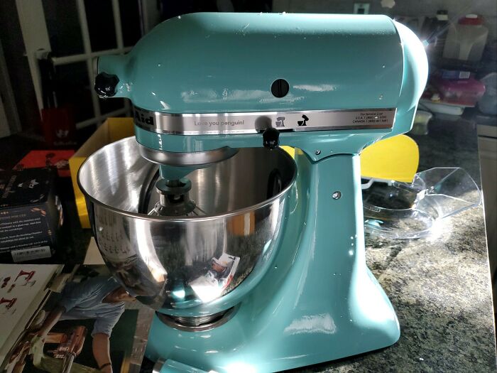 My Dream Mixer! Hubby Super Spoiled Me This Year And Got Me The Mixer I've Wanted For Years. It Says "Love You Penguin" On The Side (Our Pet Name For Each Other) 🥰