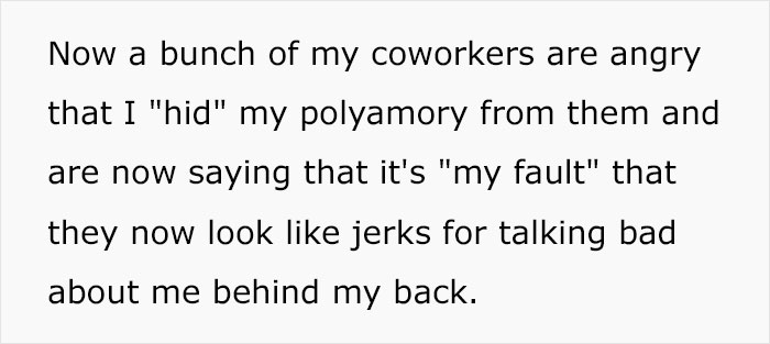Woman Doesn’t Tell Coworkers About Her Polyamorous Relationship, Gets Accused Of Cheating By One Of The Colleagues Woman Doesn’t Tell Coworkers About Her Polyamorous Relationship, Gets Accused Of Cheating By One Of The Colleagues