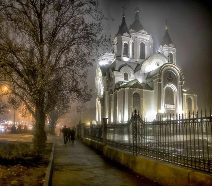 Morning At The City Of Zaporozhye. Holy Protection Cathedral