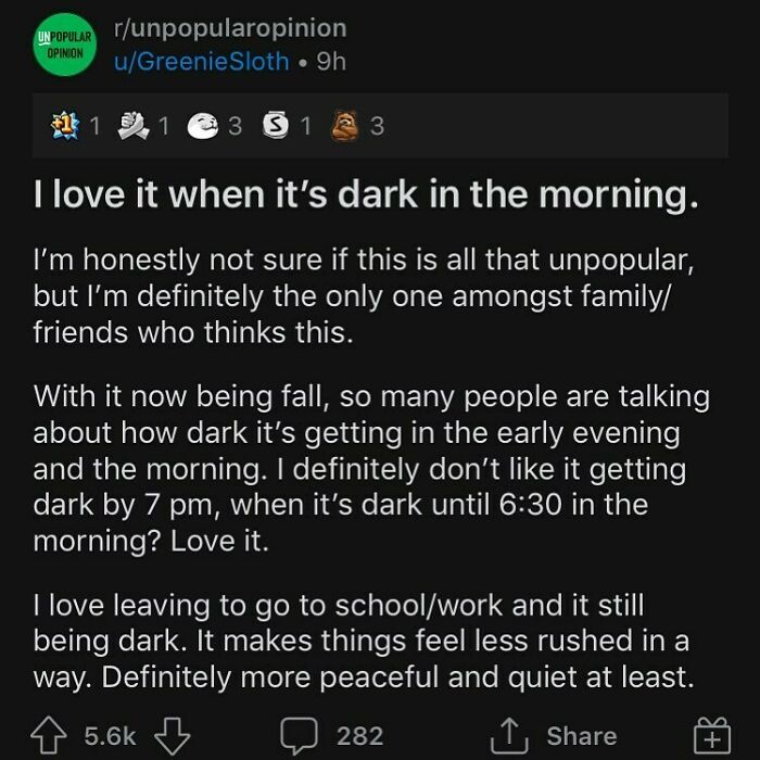 Do You Like It When It’s Dark In The Morning ?