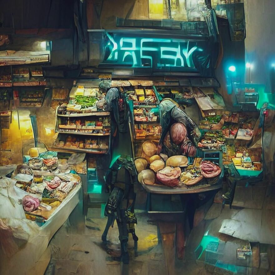 Cyberpunk Food Market