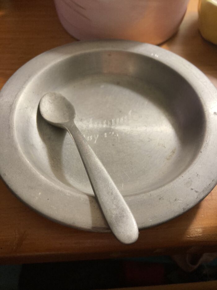 Metal Bowl And Spoon