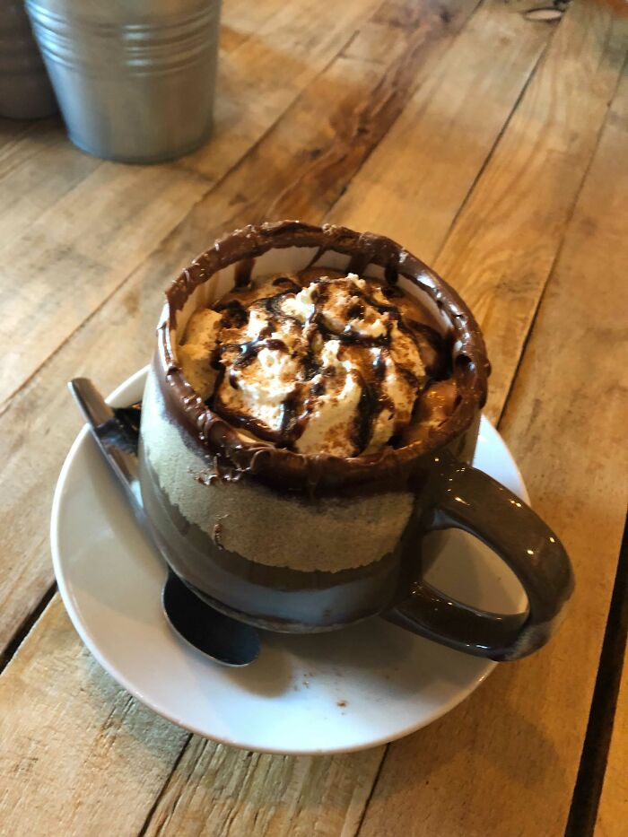 Thick Layer Of Cream And Syrup