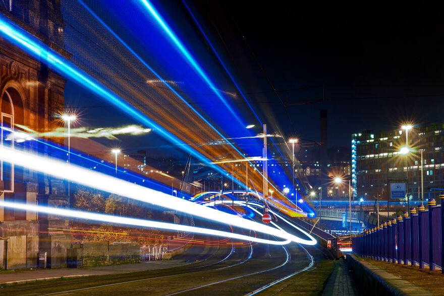 I Spent Months Taking Long Exposure Photographs Of Trams At Night So As To Turn Them Into Rivers Of Light.
