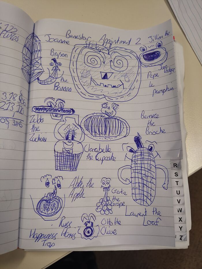 Weird Food Character Doodles I Drew At Work.
