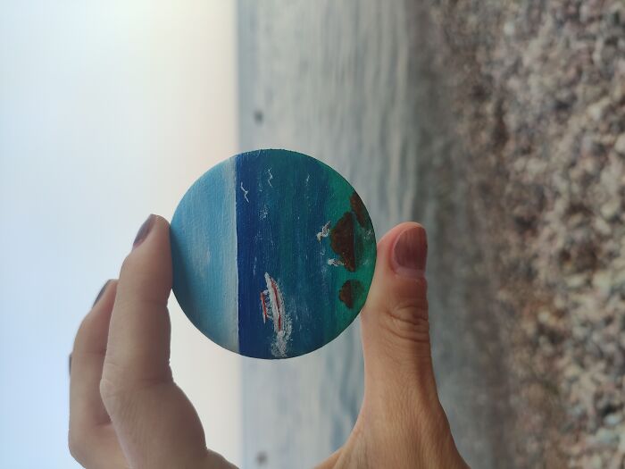 Seascape With Boat And Gulls At The Seashore
