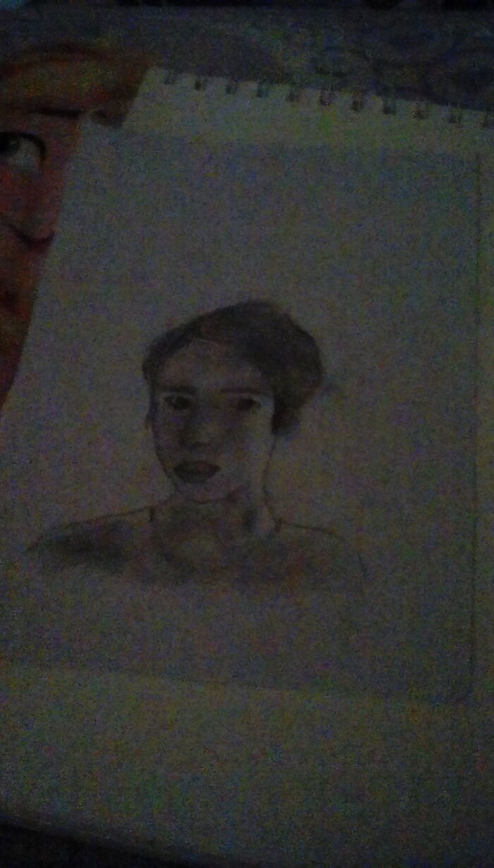 Drawing Of Me. Please Ignore The Frozen Bed Sheet. I Had To Use My Nine Year Old Sister's.