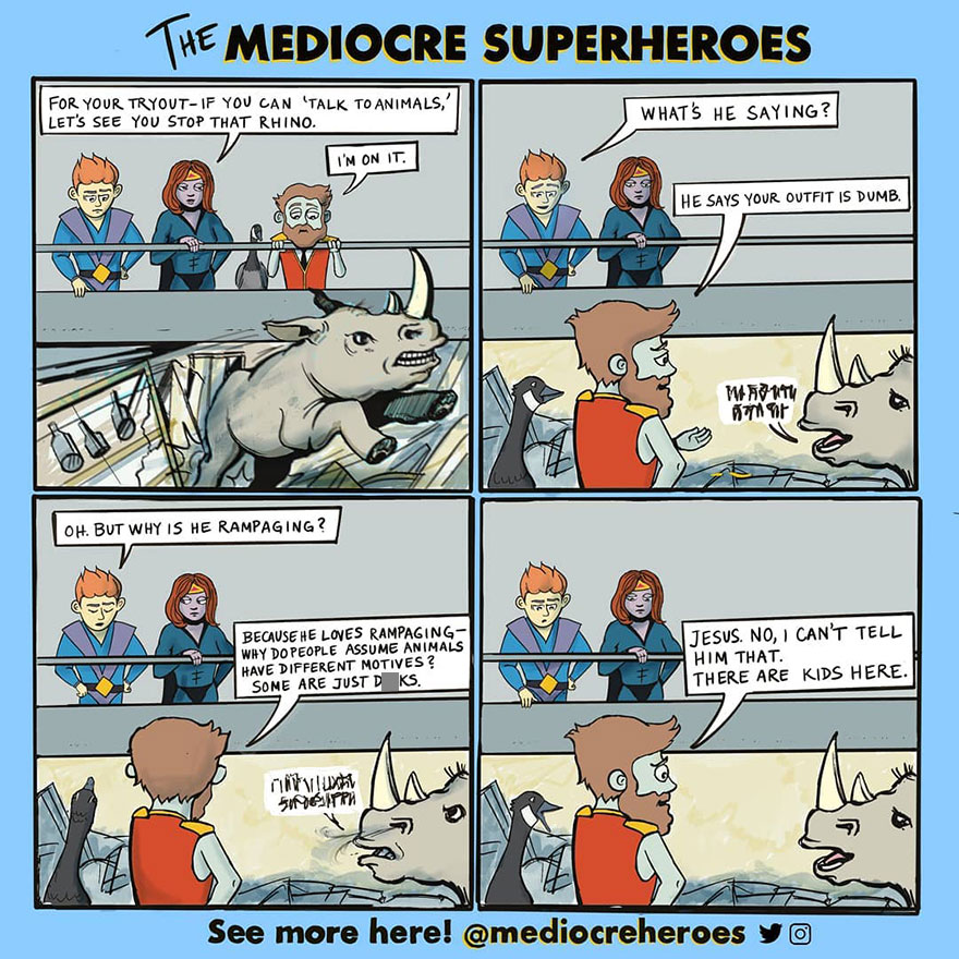 Meet "The Mediocre Superheroes", The Human Side Of Superheroes (22 Comics)