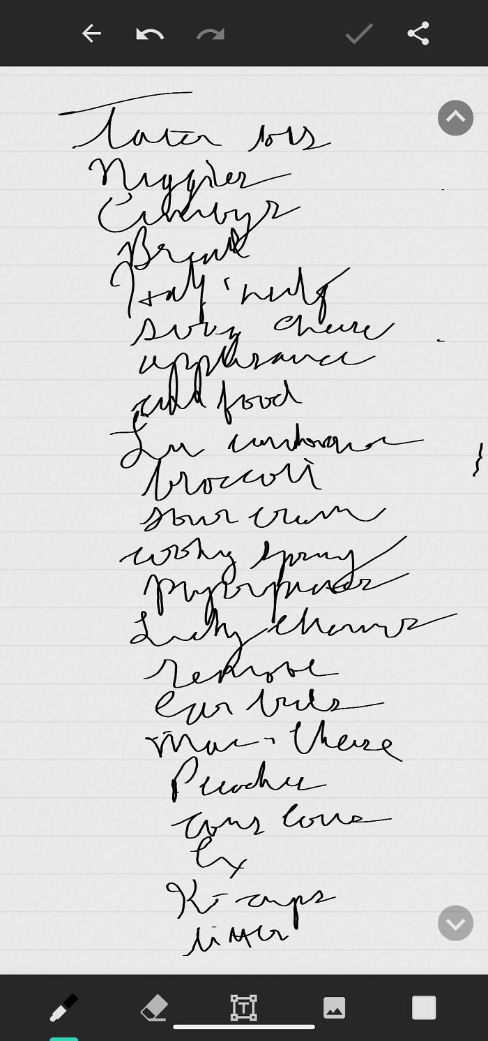 Grocery List Written On Phone With Stylus