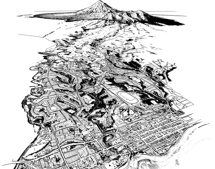 My 13 Drawings Of New Zealand Towns, Cities, And Islands With A Panoramic Perspective