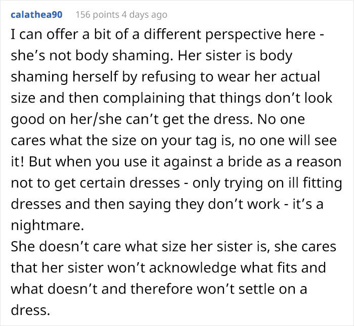 Bride Says She Wants To Drop Her Sister As A Bridesmaid Because She Won't Wear A Dress Her Size, Asks The Internet What To Do